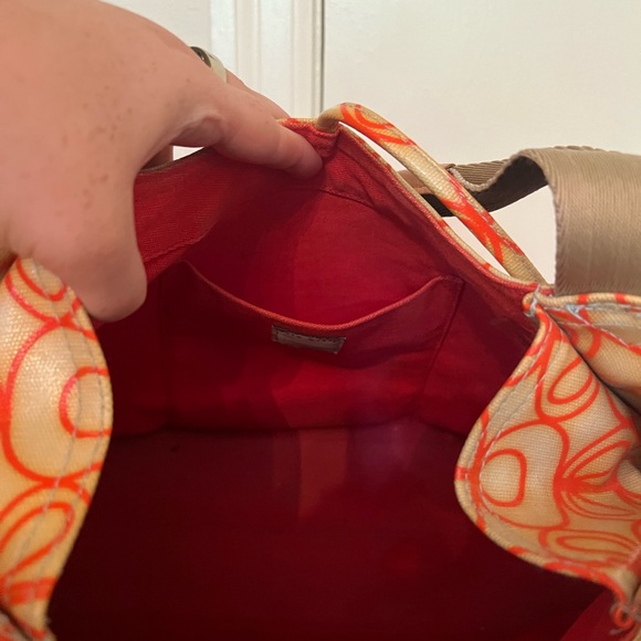 Orla Kiley Beige and Red Patterned Hobo Bag - Picture 4 of 5